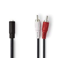 Stereo-Audiokabel | 2x RCA Male - 3,5 mm Female | 0,2 m | Zwart - thumbnail