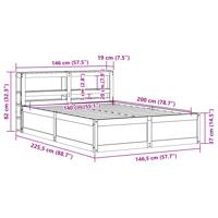 Bedframe met hoofdbord massief grenenhout wit 140x200 cm - thumbnail