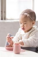 4-delige EZPZ First food-maaltijdset van siliconen roze - thumbnail