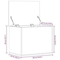 Opbergbox 60x42x46 cm bewerkt hout gerookt eikenkleurig - thumbnail