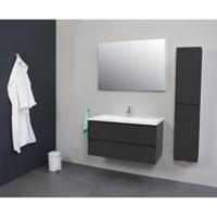 Badkamermeubel BWS Pepper Wastafel Acryl Incl Spiegelkast 2 Deurs Met 1 Kraangat 100x55x46 cm Antraciet Boss & Wessing - thumbnail