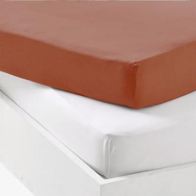 Set van 1 matrasbeschermer + 1 hoeslaken - P'TIT DODO - 60 x 120 cm - Wit / Terracotta