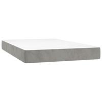 Boxspring met matras en LED fluweel lichtgrijs 120x200 cm - thumbnail