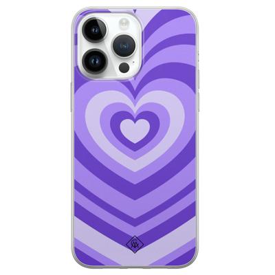iPhone 14 Pro Max siliconen hoesje - Hart swirl paars iPhone 14 Pro Max siliconen hoesje - Hart swirl paars