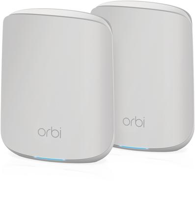 NETGEAR Orbi WiFi 6 Mesh System (RBK352), 2 stuks, AX1800 WiFi 6 router, nieuwe generatie tot 1,8 Gbit/s, betrouwbare dekking van 200 m², compatibel met alle internetboxen