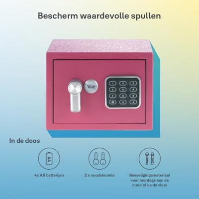 Yale YSV/170/DB2/P Vrijstaande kluis 3,8 l Staal Roze