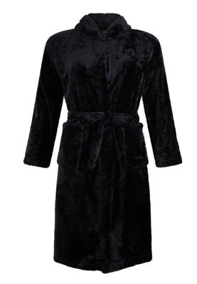 Zwarte fleece badjas tieners - capuchon badjas-M (7-8 jaar)