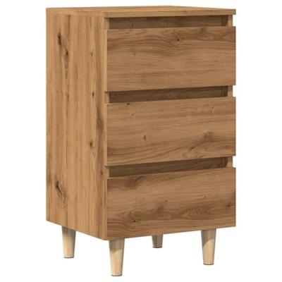 Nachtkastje 40x35x69 cm bewerkt hout artisanaal eikenkleur