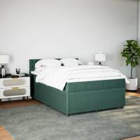 Boxspring met matras fluweel donkergroen 140x200 cm - thumbnail