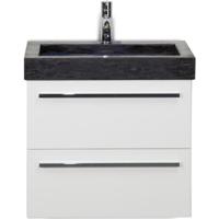 Seville Badmeubelset 60 cm - Wit Hoogglans - Wastafel Hardsteen Wit Lucca - thumbnail
