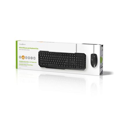 Nedis KBMC100BKUS Set Bedrade Muis En Toetsenbord 800-dpi Muis Us International