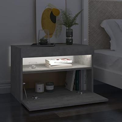 Nachtkastjes 2 st met LED-verlichting 60x35x40 cm betongrijs