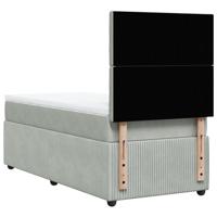 Boxspring met matras fluweel lichtgrijs 140x200 cm - thumbnail