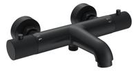 Wiesbaden Ribbd thermostatische badmengkraan hartafstand 15 cm mat zwart - thumbnail