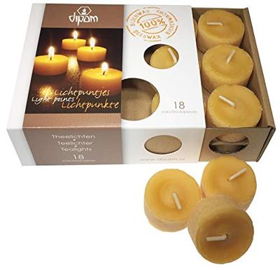 Bijenwas Theelichtjes in doosje - 18 theelichtjes