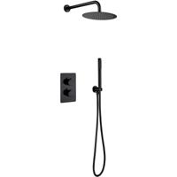 Inbouw Thermostatische Regendoucheset - Leoni - Regendouchekop 25 cm - Mat Zwart - thumbnail