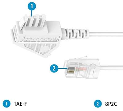 Hama DSL Aansluitkabel [1x Telefoonstekker Duitsland (TAE-F) - 1x RJ45-stekker 8p2c] 6 m Wit