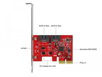 DeLOCK 2 port SATA PCI Express Card with RAID 1 raid-kaart - thumbnail