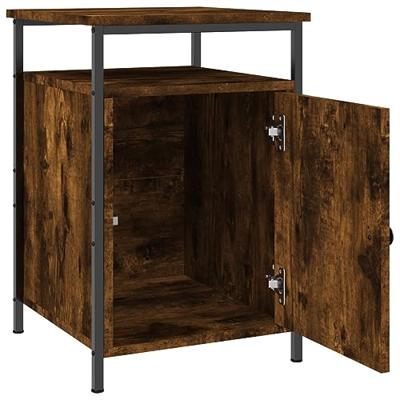 Nachtkastje 40x42x60 cm bewerkt hout gerookt eikenkleurig