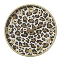 Wandklok luipaard - bruin/goud - ø30 cm - thumbnail