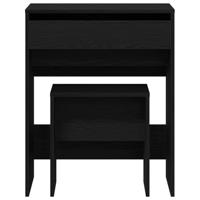 Kaptafel met lade Zwart eiken 60 x 40 x 75 cm Bewerkt hout - thumbnail