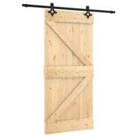 Schuifdeur met beslag 95x210 cm massief grenenhout - thumbnail