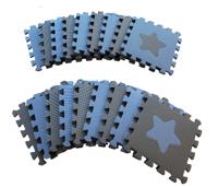 BabyDan speelmat Geo junior 90 cm foam blauw/grijs 18 delig - thumbnail