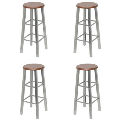 VidaXL Barkrukken 4 st mdf bruin en zilver VidaXL Barkrukken 4 st mdf bruin en zilver