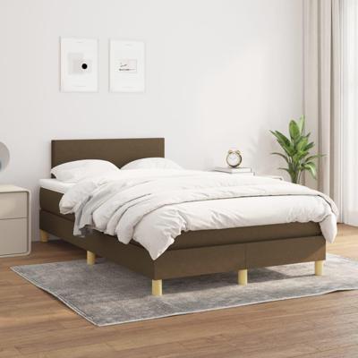 Boxspring met matras stof donkerbruin 120x200 cm