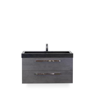 Seville Badmeubelset 100 cm - Beton Antraciet - Wastafel Hardsteen Wit Lucca