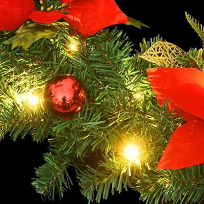VidaXL Kerstkrans met led lampjes 60 cm pvc groen VidaXL Kerstkrans met led lampjes 60 cm pvc groen