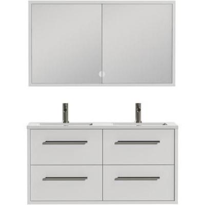 Tiger Boston badmeubel met spiegelkast en witte wastafel 120cm wit