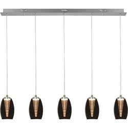 Highlight HanglampNebula nikkel recht 5-lichts smoke glas - H5431.19