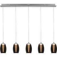 Highlight HanglampNebula nikkel recht 5-lichts smoke glas - H5431.19 - thumbnail