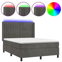 Boxspring met matras en LED fluweel donkergrijs 140x190 cm - thumbnail