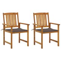 Tuinstoelen 2 st met kussens massief acaciahout - thumbnail