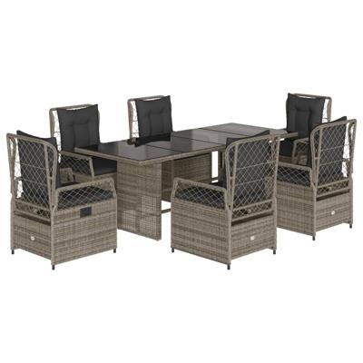 7-delige Tuinset met kussens poly rattan grijs - thumbnail