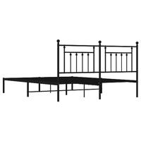 Bedframe met hoofdbord metaal zwart 160x200 cm - thumbnail