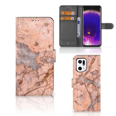 OPPO Find X5 Pro | Bookcase | Marmer Oranje OPPO Find X5 Pro | Bookcase | Marmer Oranje