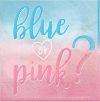 Servetten Gender Reveal &apos;Blue Or Pink&apos; (16st) - thumbnail
