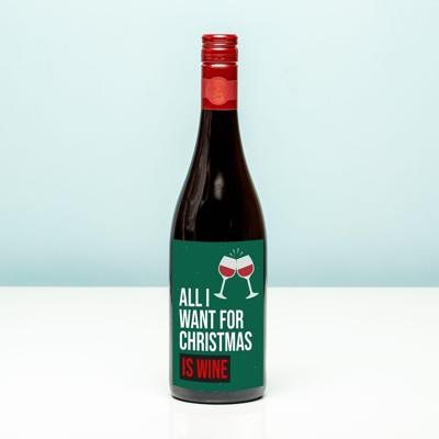 Wijnfles kerst All I want for Christmas is wine - Rood (Merlot) Wijnfles kerst All I want for Christmas is wine - Rood (Merlot)