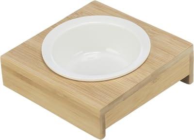 TRIXIE VOERBAK WATERBAK MET HOUDER KERAMIEK / BAMBOE 15X15X5 CM 250 ML TRIXIE VOERBAK WATERBAK MET HOUDER KERAMIEK / BAMBOE 15X15X5 CM 250 ML