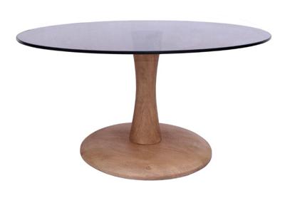 Brix Ronde Salontafel 'Faye' Glas en mangohout, 75cm