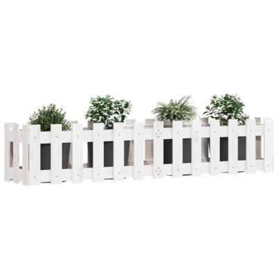 Plantenbak verhoogd hekontwerp 150x30x30 cm grenenhout wit Plantenbak verhoogd hekontwerp 150x30x30 cm grenenhout wit