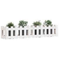 VidaXL Plantenbak verhoogd hekontwerp 150x30x30 cm grenenhout wit - thumbnail