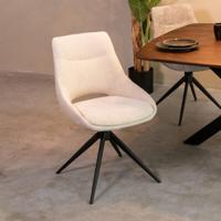 LABEL51 Eetkamerstoel Marlow - Naturel - - Zwart Metalen Frame - thumbnail