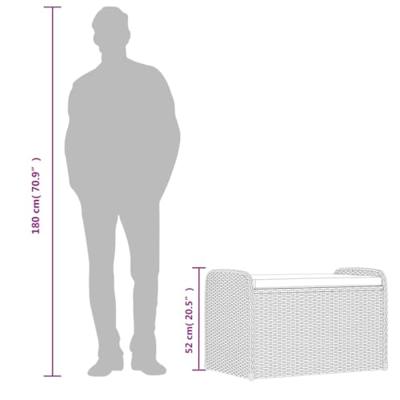 Opbergbankje met kussen 80x51x52 cm poly rattan grijs Opbergbankje met kussen 80x51x52 cm poly rattan grijs