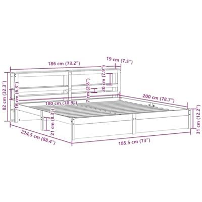 Bedframe met hoofdbord massief grenenhout 180x200 cm