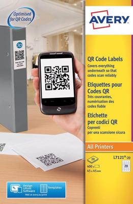 Avery printbare QR-etiketten ft 45 x 45 mm (b x h), 400 stuks