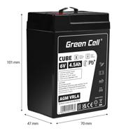 Green Cell AGM02 Loodaccu 6 V 4.5 Ah Loodgel (b x h x d) 70 x 104 x 47 mm Kabelschoen 4.8 mm Cyclusbestendig, Onderhoudsvrij - thumbnail